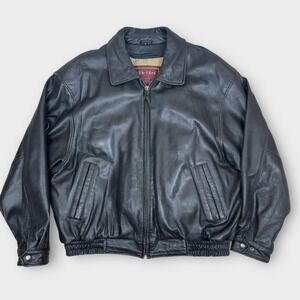 Couture by J Park  Lamb Leather Bomber Jacket XL Black Full Zip Removable Liner